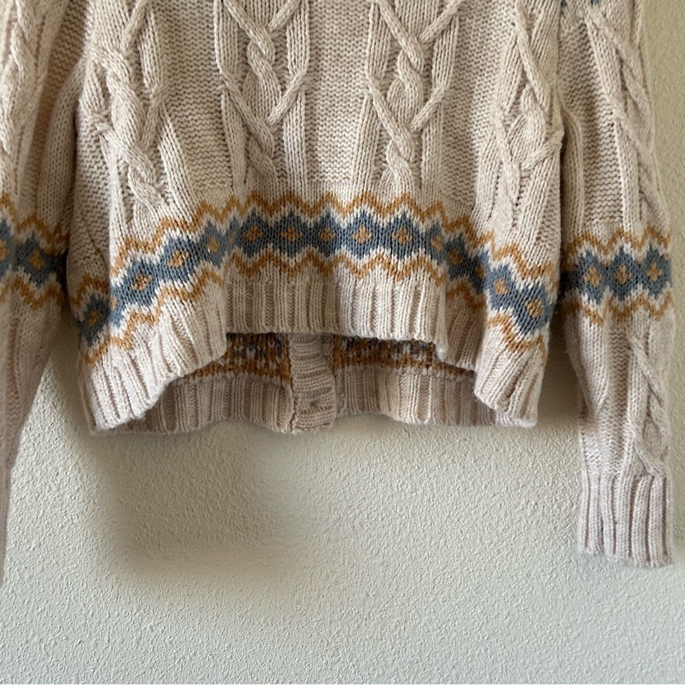Sage & Oak Women’s Knit Cardigan Large Cream Beige Southwestern Preppy Western - Picture 10 of 11